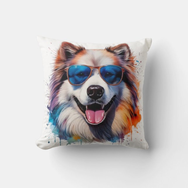 Samoyed i Färg Kudde (Framsida)