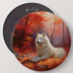 Samoyed i Höst löv Fall Inspire Knapp