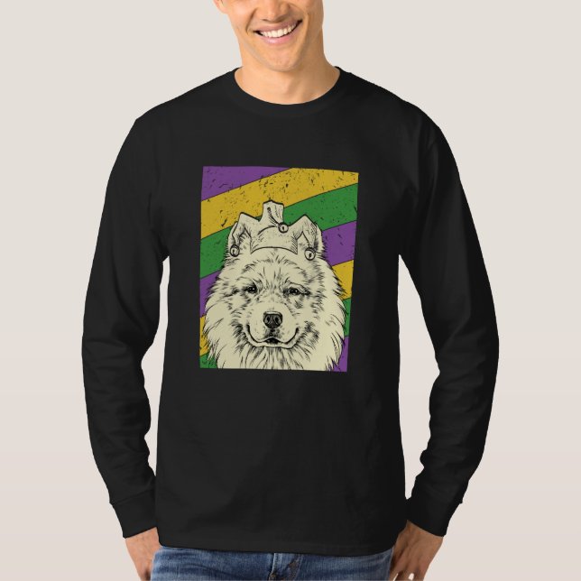 Samoyed Jester Mardi Gras Dog Mom or Dad T Shirt (Framsida)