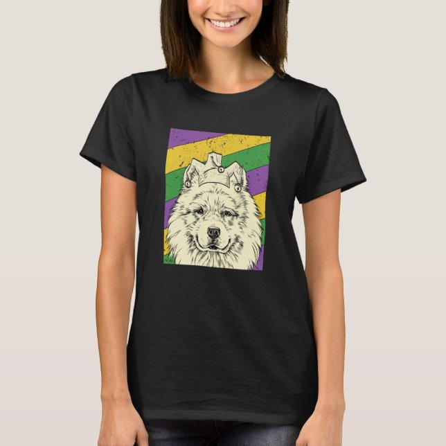 Samoyed Jester Mardi Gras Dog Mom or Dad T Shirt (Framsida)