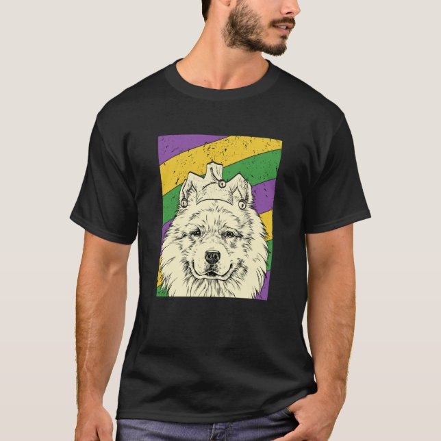 Samoyed Jester Mardi Gras Dog Mom or Dad T Shirt (Framsida)