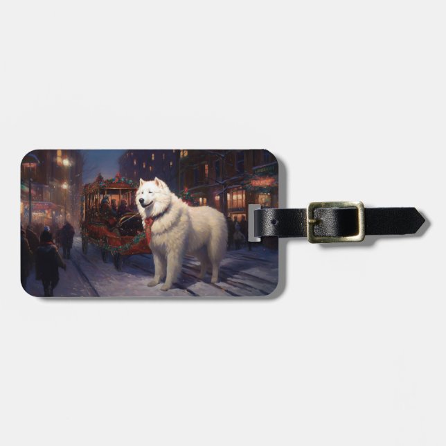 Samoyed jul Festive Season Bagagebricka (Horisontell Framsida)