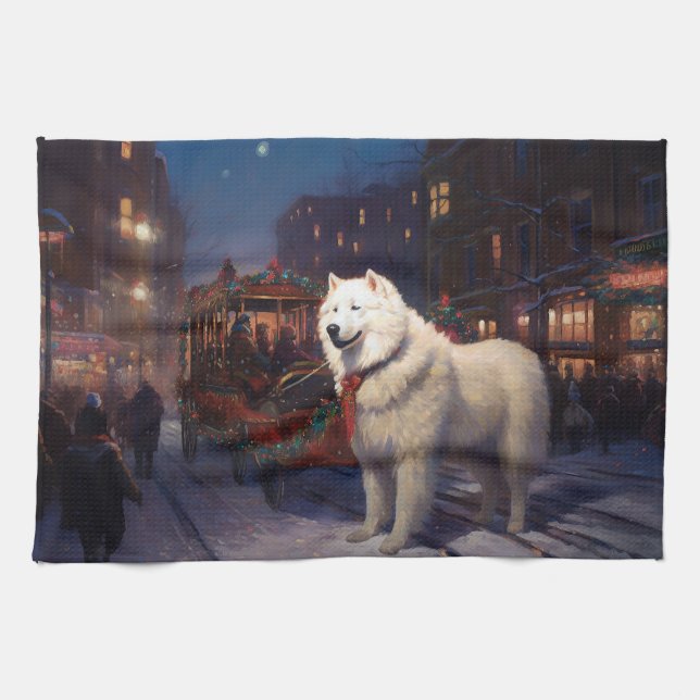 Samoyed jul Festive Season Kökshandduk (Horisontell)