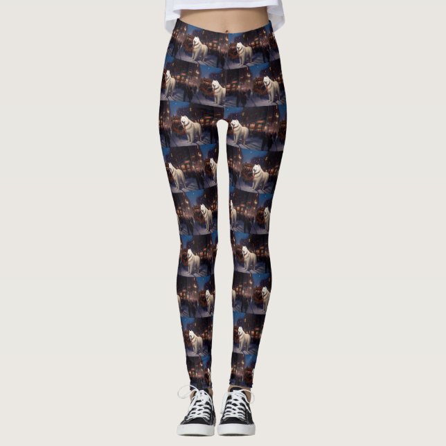 Samoyed jul Festive Season Leggings (Framsida)