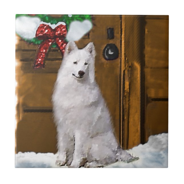 Samoyed jul kakelplatta (Framsidan)