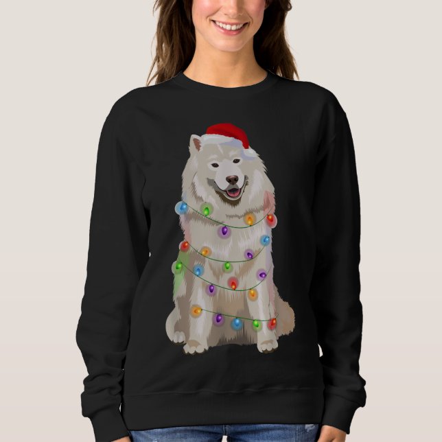 Samoyed jul Ljus Julafton Hund älskare Santa Hat T Shirt (Framsida)