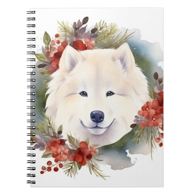 Samoyed jul Wandemin Festive Valp Anteckningsbok (Framsidan)
