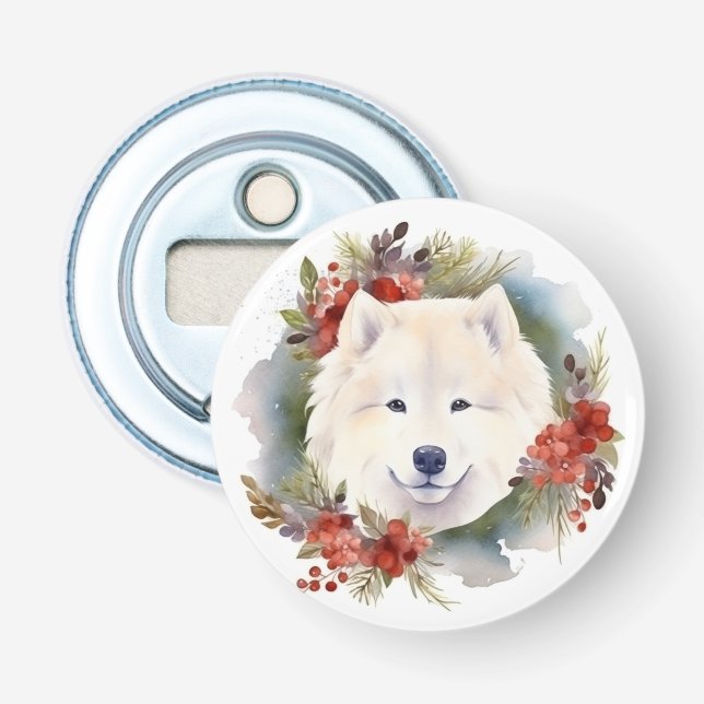 Samoyed jul Wandemin Festive Valp Flasköppnare (Framsidan)