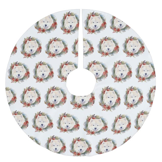Samoyed jul Wandemin Festive Valp Julgransmatta Borstad Polyester (Framsidan)
