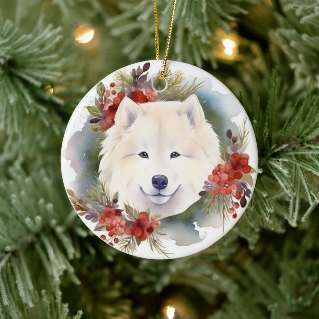 Samoyed jul Wandemin Festive Valp Julgransprydnad Keramik (Träd)