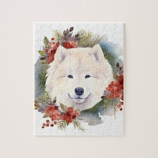 Samoyed jul Wandemin Festive Valp Pussel (Vertikal)