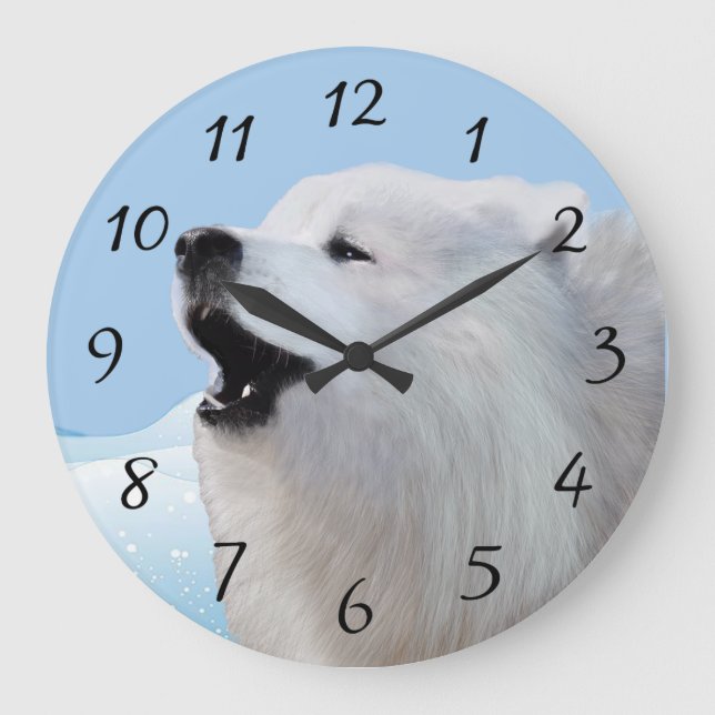 Samoyed Lare Acrylic Wall Clock Stor Klocka (Framsida)