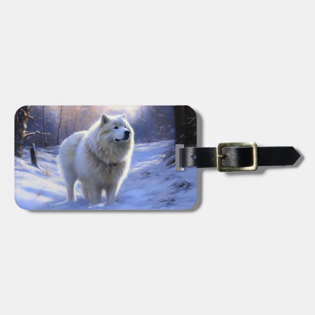 Samoyed Låt det snöa jul Bagagebricka (Horisontell Framsida)