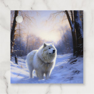 Samoyed Låt det snöa Jul Gåvor Etiketter