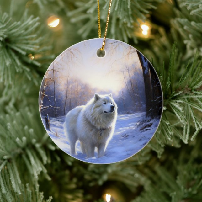 Samoyed Låt det snöa jul Julgransprydnad Keramik (Träd)