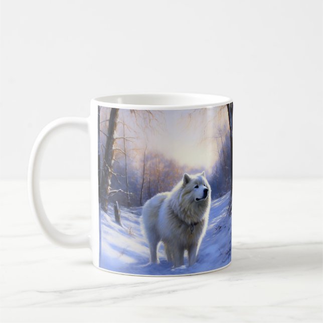 Samoyed Låt det snöa jul Kaffemugg (Vänster)