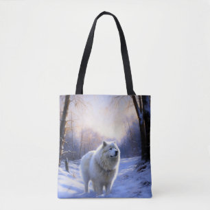 Samoyed Låt Det Snöa Jul Tygkasse