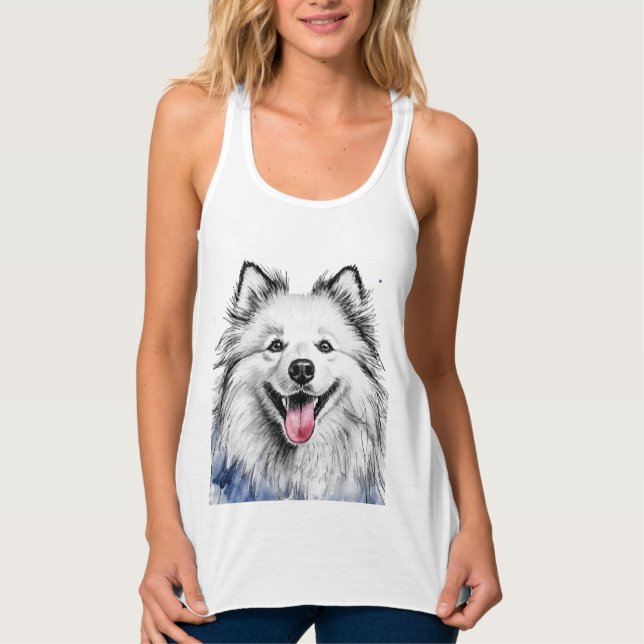 Samoyed Lycklig Ansikte Hund Linne Med Racerback (Framsida)