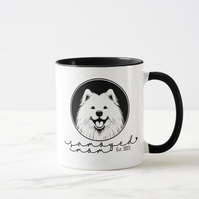 Samoyed Mamma Anpassad Etablerad Pop Art Samoyed Mugg (Höger)
