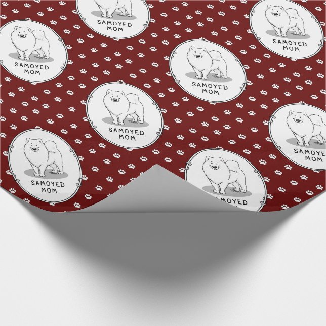 Samoyed Mamma (vit) Cute Roligt Mamma Presentpapper (Hörn)