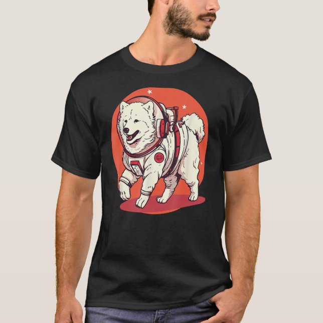 Samoyed Mars Rolig hund astronaut T Shirt (Framsida)