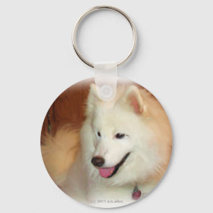 Samoyed med Digital oljemålning verkställer, Nyckelring