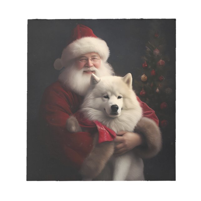 Samoyed med Jultomten under julhelgen Anteckningsblock (Framsida)