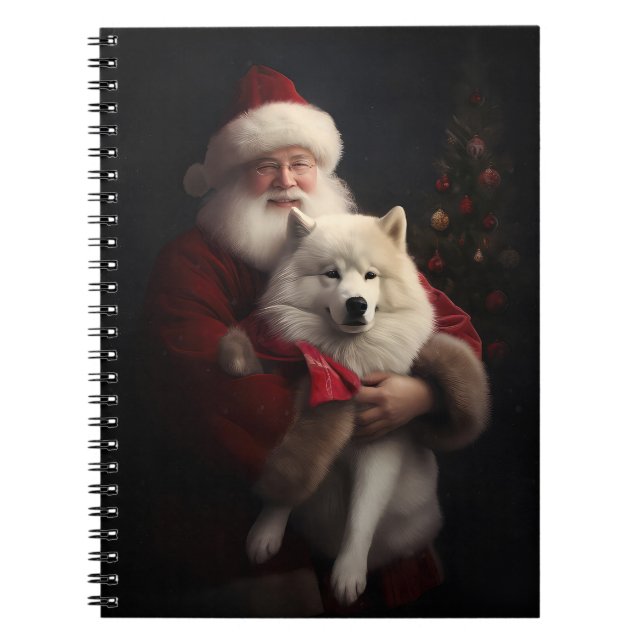 Samoyed med Jultomten under julhelgen Anteckningsbok (Framsidan)