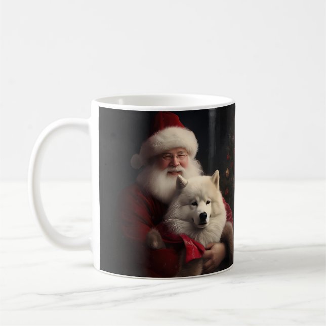 Samoyed med Jultomten under julhelgen Kaffemugg (Vänster)