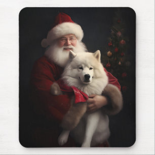 Samoyed med Jultomten under julhelgen Musmatta