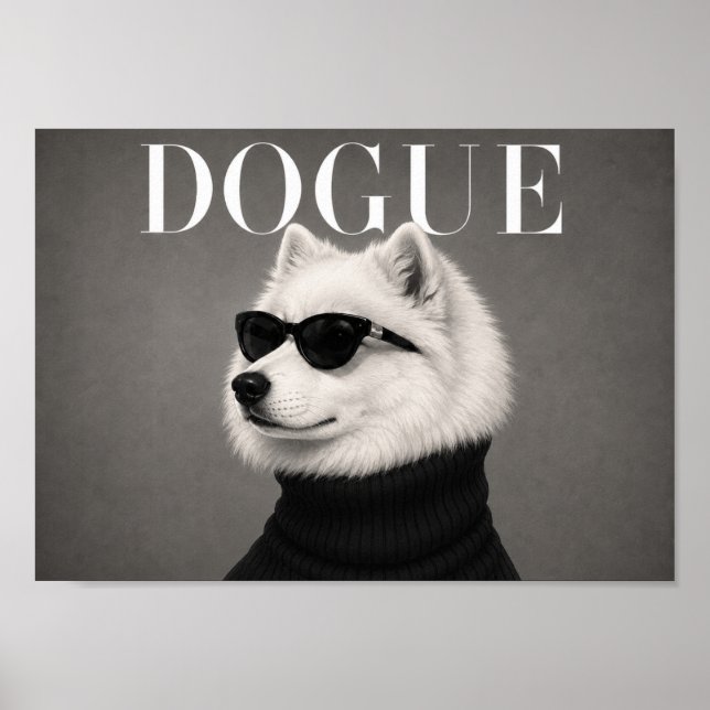 Samoyed Mode Redaktionell Hund Konsttryck Poster (Framsidan)