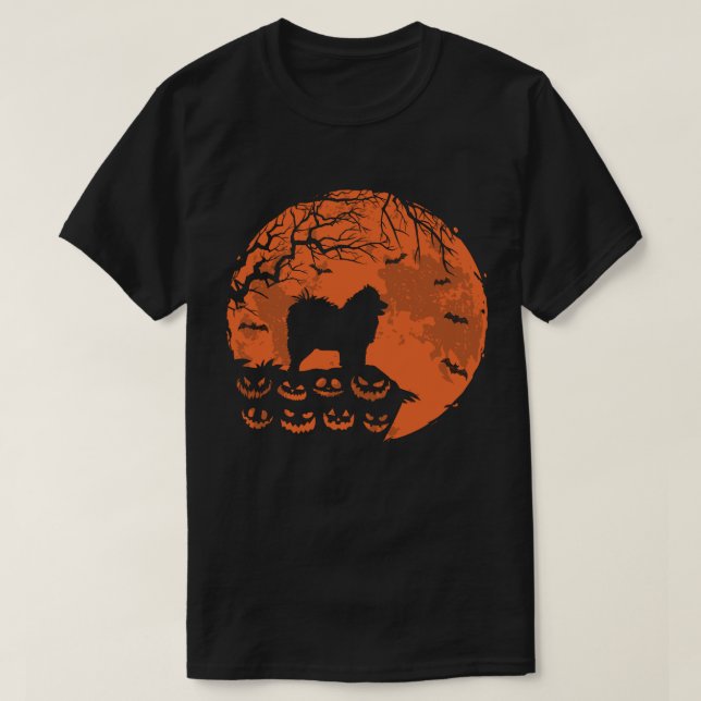 Samoyed och Måne Halloween Costume Rolig hund Älsk T Shirt (Design framsida)