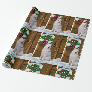 Samoyed på farstubrojul presentpapper