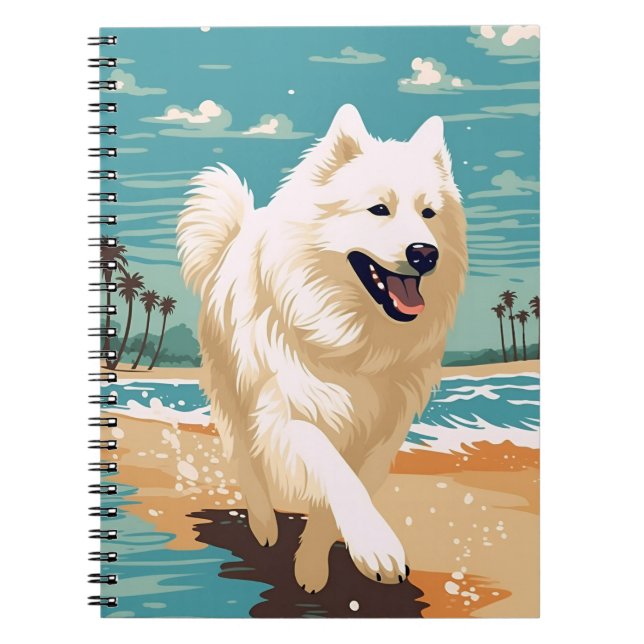 Samoyed på stranden anteckningsbok (Framsidan)