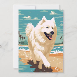 Samoyed på stranden julkort