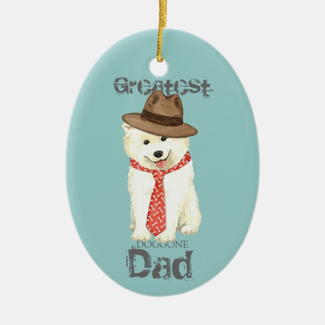 Samoyed Pappa Ceramic Ornament (Framsidan)