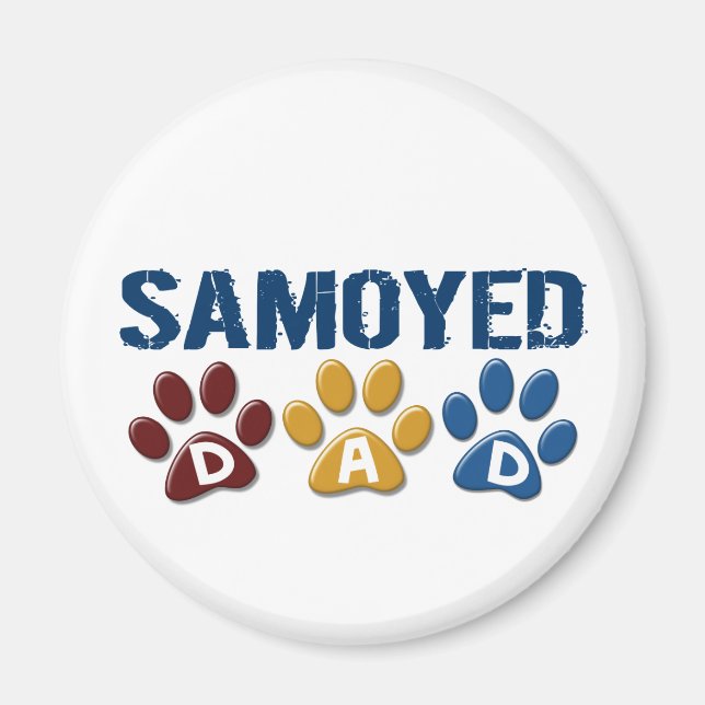 SAMOYED Pappa Paw Skriv ut 1 Magnet (Framsidan)