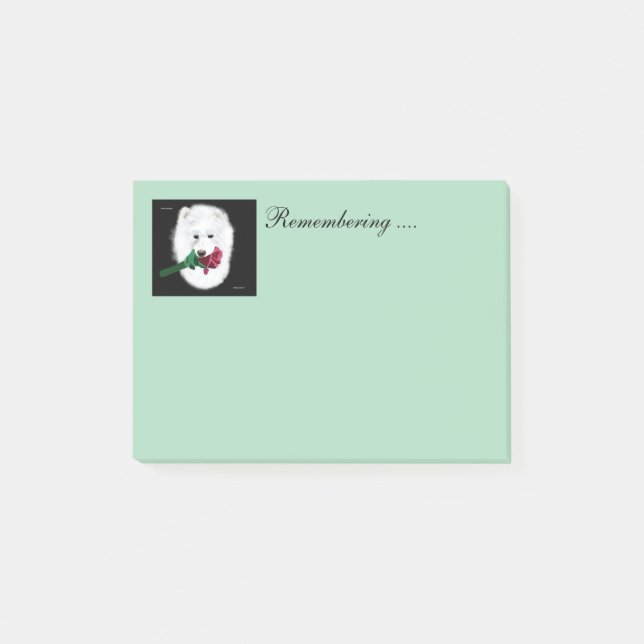 Samoyed Post-it® Notes 4 x 3; Anmärkningar! Post-it Block (Framsida)