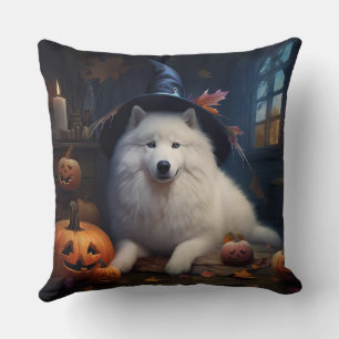 Samoyed Pumpor Halloween Skräck Kudde