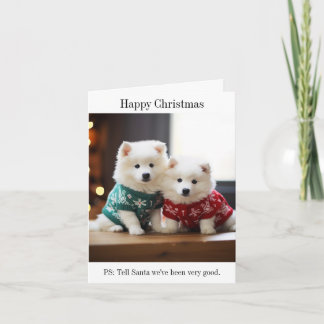 Samoyed Puppies Lycklig julkort Kort
