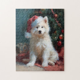 Samoyed Puppy Christmas Painting Pussel