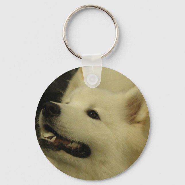 Samoyed Puppy Keychain Nyckelring (Framsida)