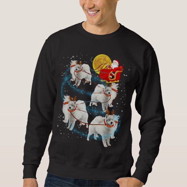 Samoyed Reindeer jul Ljus Pajama Lång Ärmad Tröja (Framsida)