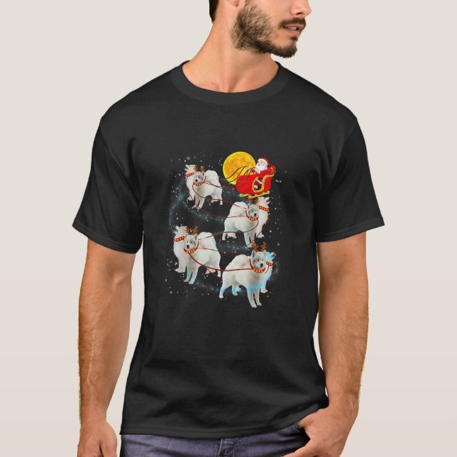 Samoyed Reindeer jul T Ljus Pajama T Shirt (Framsida)