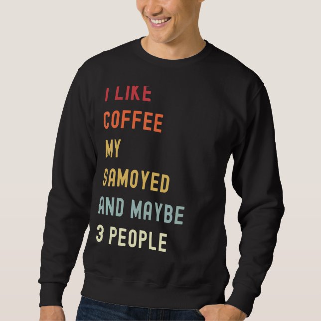 Samoyed Retro-Hund och kaffe Lång Ärmad Tröja (Framsida)