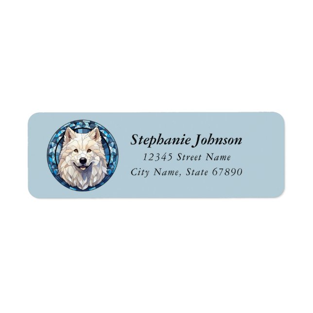 Samoyed Returetiketters Returadress Etikett (Framsidan)