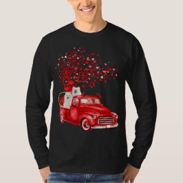 Samoyed Riding Red Lastbil Valentine Butterfly Hea T Shirt