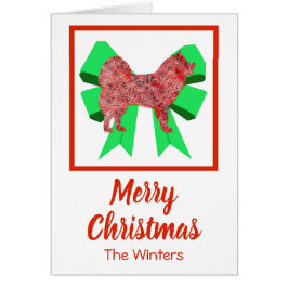 Samoyed Sammy Cute Jul-kort för Hund och Grönt Hälsningskort