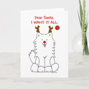Samoyed Santa Jag vill ha allt kort