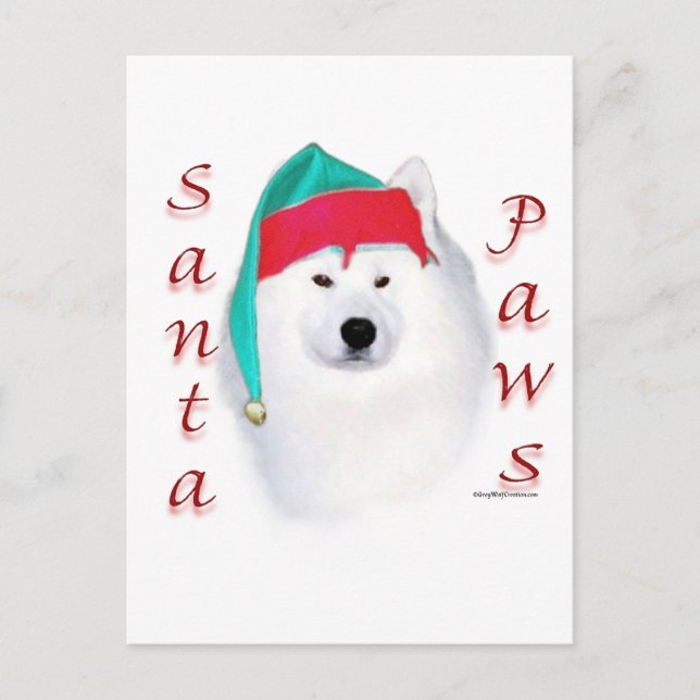 Samoyed Santa Tassar Helg Vykort (Framsida)